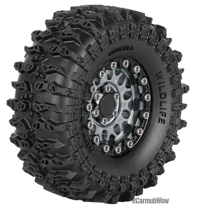 1.3" Beadlock Wheels Tires Set Aluminum Alloy w/Metal Steel Ring for TRX4M SCX24 FCX24 Ascent-18 1/18 1/24 RC Crawler Upgrade Parts,RCarmubWow 1.3 Beadlock Wheels and Tires,4pcs,Titanium - color: Titanium(4pcs)