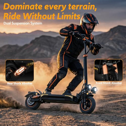 Off Road Electric Scooter Adults, 1200W Motor 31-Mile Range, 31 MPH, 11" All-Terrain Tires & Dual Suspension, disc Brakes UL Certified - color: Orange