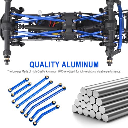 Hobbypark High Clearance Links Set Aluminum Upgrades Linkage for Axial SCX24 Deadbolt AXI90081 B17 Upgrades 1/24 RC Crawler Car (Blue) - color: Blue