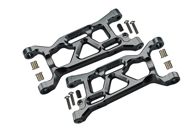 GPM For Losi 1:10 Lasernut U4 Tenacity LOS03028 / Tenacity DB Pro LOS03027V2 Upgrade Parts Aluminum Front Lower Arms - 12Pc Set Gray Silver