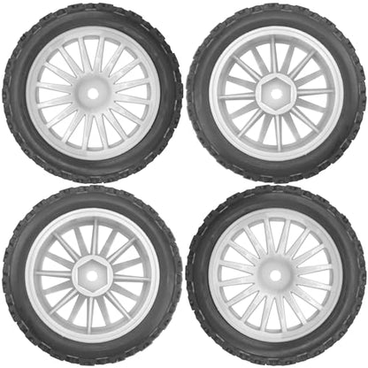 4Pack Vgoohobby OD2.83in 1/10 On Road Rubber Tires w/Nylon Wheel Rims 12mm Hex Compatible with HSP HPI Redcat Tamiya Traxxas 1/10 RC On Road Racing Touring Car (White) - color: White