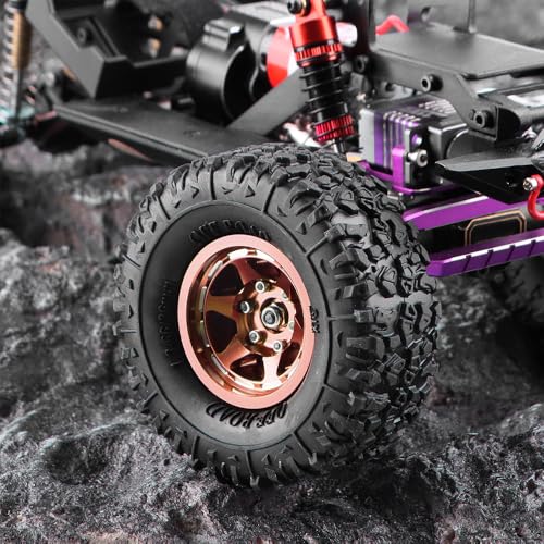 GLOBACT 1.3 Beadlock Wheel Tires -3.75mm for SCX24 AX24 TRX4M 1/18 1/24, RG - color: Rose Gold