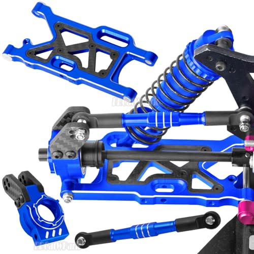 RC Upgrades Part for 1/8 Typhon 6s BLX,1/7 Felony Infraction 6S BLX Limitless,Front Rear Suspension A-Arms,Steering Blocks,Caster Block,Turnbuckles Camber Links w/25T Servo,Navy Blue - color: Navy Blue - (Rc Upgrades)