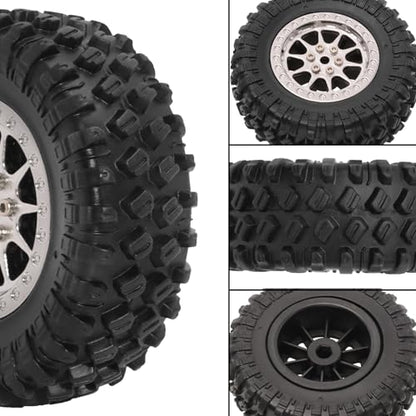 RC Tires & Wheels Set, 70x25mm Soft Rubber Tires with Foam Inserts, 5mm HexPlastic Beadlock Rims for 1/12 MN D90/D91/MN98/MN99S & 1/16 WPL C14/C24/C54/C64/C74/B16/B36 (A；Silver) - color: A；Silver