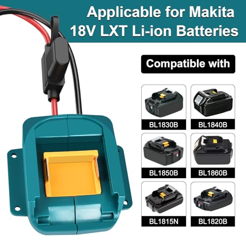 Power Adapter Wheels for Makita 18V LXT Battery with Wire Harness Connector and Fuse Holder Compatible for Fisher-Price 12 Volt Power Battery Wheels Kids Ride-on Toy, 12AWG Wire with 40A Fuse - color: black