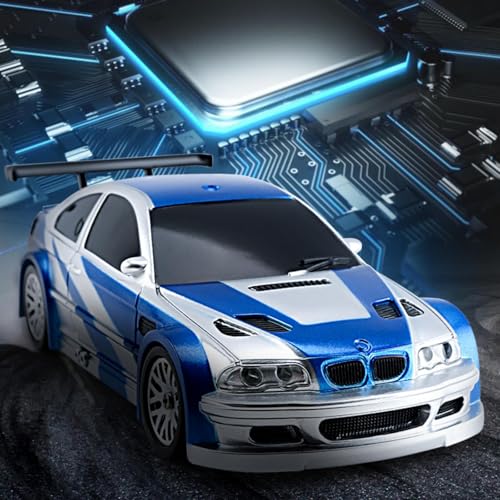 RC Drift Car - 1:43 Remote Control Car 2.4GHz Mini Drift Cars Racing High Speed Drift Car Model with LED Lights for RC Toys Gift (Blue) - color: Blue