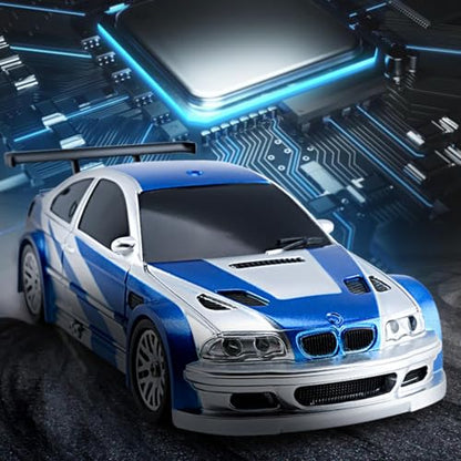 RC Drift Car - 1:43 Remote Control Car 2.4GHz Mini Drift Cars Racing High Speed Drift Car Model with LED Lights for RC Toys Gift (Blue) - color: Blue