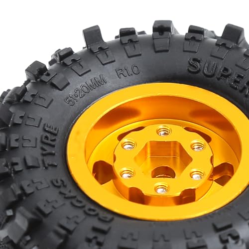 1.0"RC Aluminum Beadlock Wheel and Crawler Tires set OD 51mm (w/Foam Inserts Fit) 7mm Hex for 1/18 1/24 RC Crawler car Axial 90081 AX24 FCX24M FMS SCX24 R310