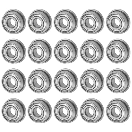 M METERXITY 20-Pack MF104ZZ Flanged Ball Bearing, 4mm x 10mm x 4mm Double Metal Shielded Z1 Chrome (GCr15) Steel Flange Rip Bearings for Wheelbarrow/Printer/Fax Machines/Power Tools - size: 4mm x 10mm x 4mm