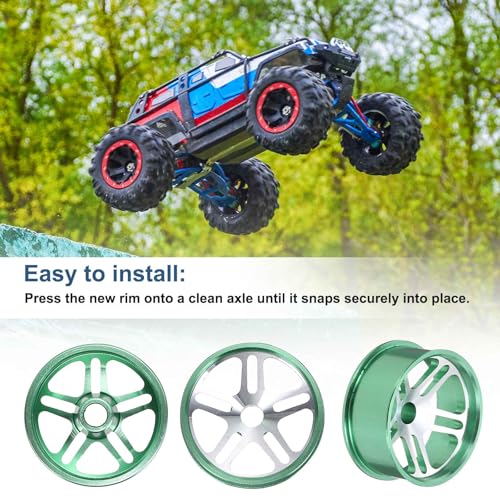 MECCANIXITY 4Pcs RC Car Wheel Rims, 23.5mm Dia 5-Spoke Green Aluminum Alloy Wheel Rims Hex Hub for HSP RC Drift Racing Touring Car - color: Green, size: 23.5mm Dia