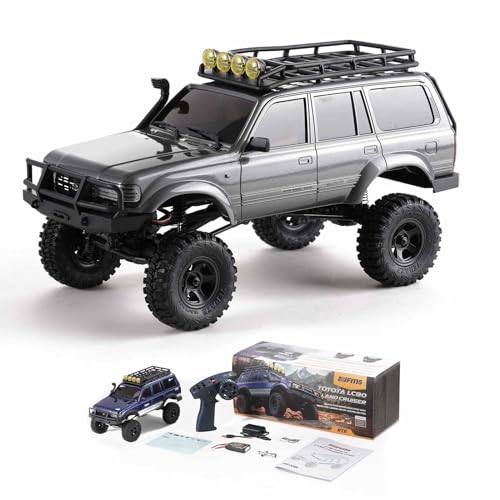 Fms FCX18S 1/18 Land Cruiser LC80 S RC Rock Crawler Scale Katana Toyota RC Car 2.4Ghz 4WD Off-Road Waterproof RC Trucks Vehicle RTR All Terrains Hobby Grade Climbing Car for Boys Adults