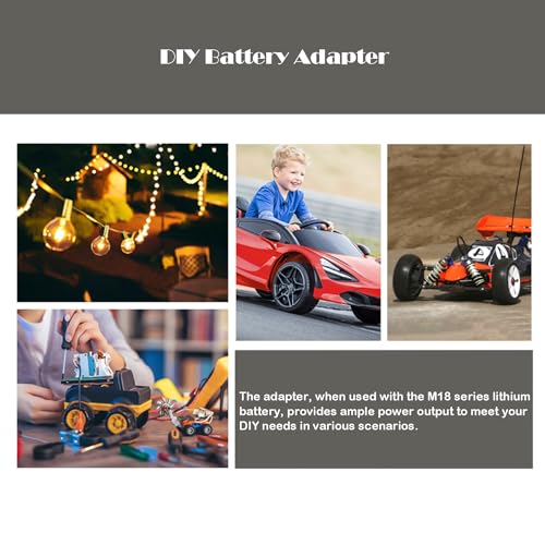 18V Adapter for Milwaukee M18 Battery Adapter Compatible with Power Wheels Battery Conversion Upgrade Kit for DIY Rc Car Toys, Robotics and Rc Truck with 30A Fuses Wire Terminals 12AWG Wire