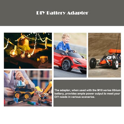 18V Adapter for Milwaukee M18 Battery Adapter Compatible with Power Wheels Battery Conversion Upgrade Kit for DIY Rc Car Toys, Robotics and Rc Truck with 30A Fuses Wire Terminals 12AWG Wire