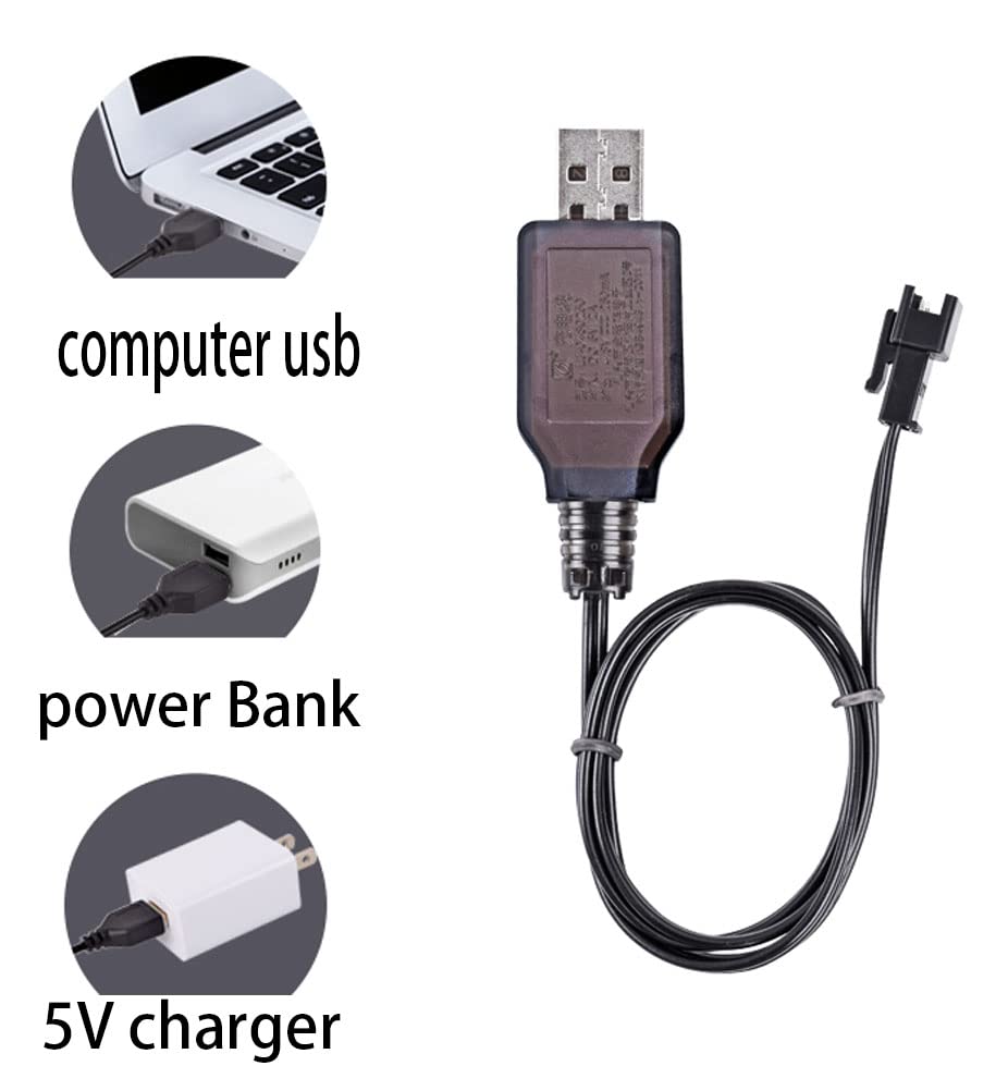 SM-2P Positive USB Charging Cable for RC Car 4.8 V 250mA Ni-MH Ni-CD Battery 2pcs