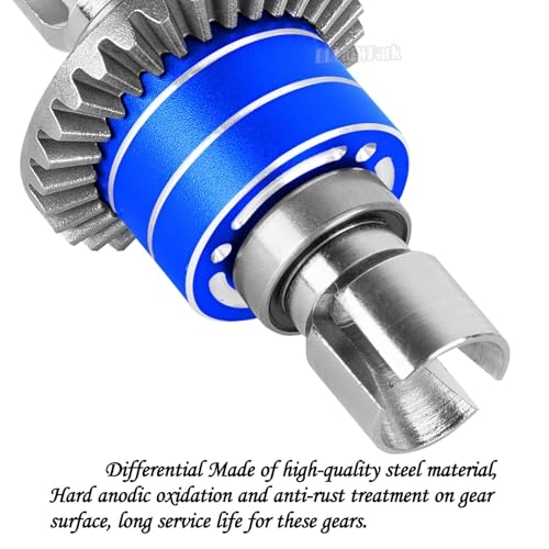 RC Front Rear Differential & Input Gear Upgrades Part for 1/14 H14BM 14209 14210 14301 14303 1/16 H16BM H16PL H16GT H16DR 16207 16208 16209 16210,BRCatWPark Steel Front & Rear Diff Set,Navy Blue - color: Navy Blue - (Front Rear Differential & Input Gear)