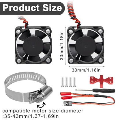 1/7 1/8 1/10 RC Cooling Fan Heat Sink with Adjustable Mount 35-43mm | for 1/7 1/8 1/10 RC Crawler Car 3660 3670 4074 4068 4274, 22000 RPM - style: Black B 30*30mm