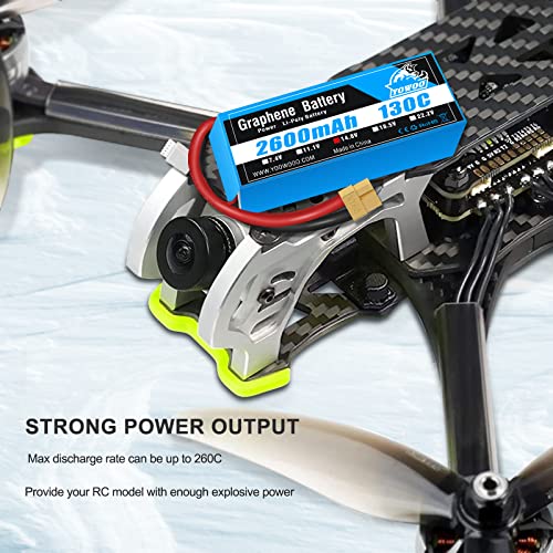 YOWOO 2 Pack LiPo Battery 14.8V 2600mAh 130C 4S Graphene Battery with XT60 Plug for RC Evader BX Car Truck Truggy RC Airplane Helicopter Quadcopter UAV Drone FPV Racing Vehicle Boat