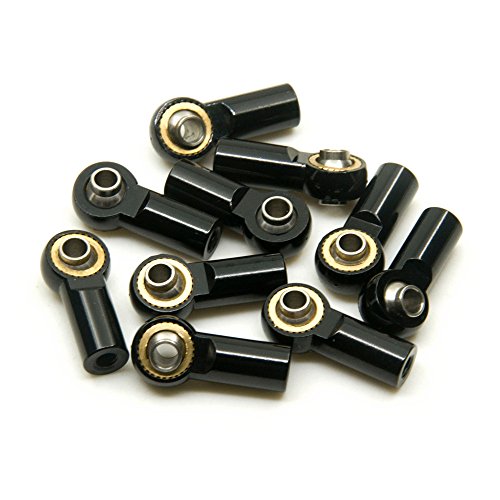 10Pcs M3 Aluminum Ball Head Holder Link Rod Ends Joint Linkage for 1/10 RC Axial SCX10 F350 D90 Etc. RC Crawler Accessories (Black)