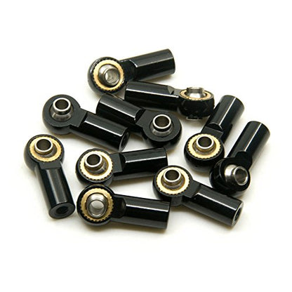 10Pcs M3 Aluminum Ball Head Holder Link Rod Ends Joint Linkage for 1/10 RC Axial SCX10 F350 D90 Etc. RC Crawler Accessories (Black)