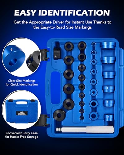 Orion Motor Tech OMT 33pc Bearing Press Kit for Small Vehicles | Bearing Race and Seal Driver Set with Metric SAE Adapters, Seal Driver Set with 3 Knurled Handles - style: Small