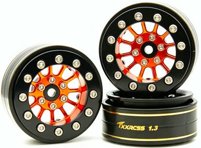 1.3 Beadlock Wheels & Brass Rim 46.5g Offset-3mm for 1/18 1/24 RC TF (Gold Black) - color: Gold Black