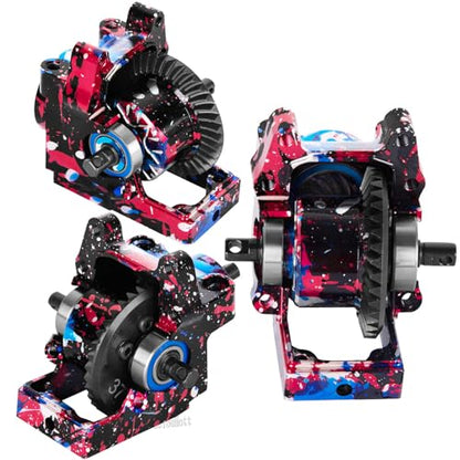 RC Aluminum Transmission Gearbox Case & 37T Diff Gear Upgrades Part for 1/10 Slash/Rustler/Stampede/Jato 4X4 4WD VXL/XO-1,Replace #6880#6881,Colorful - color: Colorful-(rc Upgrades Part）