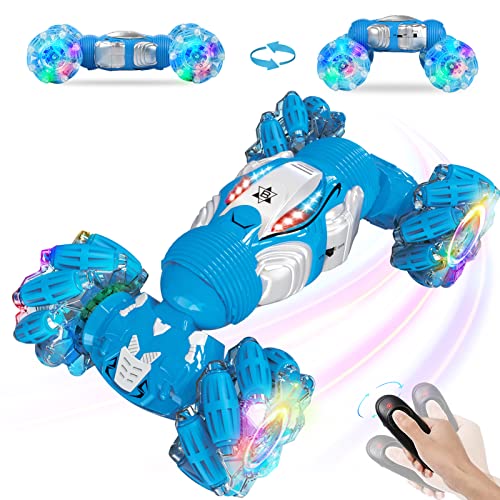 Remote Control RC Cars for Boys, Gesture Sensing RC Stunt Car 6 7 8-12 9 10 11 Year Old Kids Gifts, 4WD Off Road Double Sided Drift Truck, Best Birthday Gift - color: Single Remote Control Stunt Car