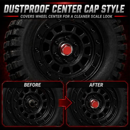 4PCS M4 RC Wheel Nuts, Dustproof Rim Center Cap Hub Nuts for 1/10 TRX4 | Aluminum Wheel Center Cap Nuts with Mini Cross Wrench for TRX4 TRX6 SCX10 SCX10 II D90 Redcat Tamiya HPI 1/10 RC Car, Red - color: Red
