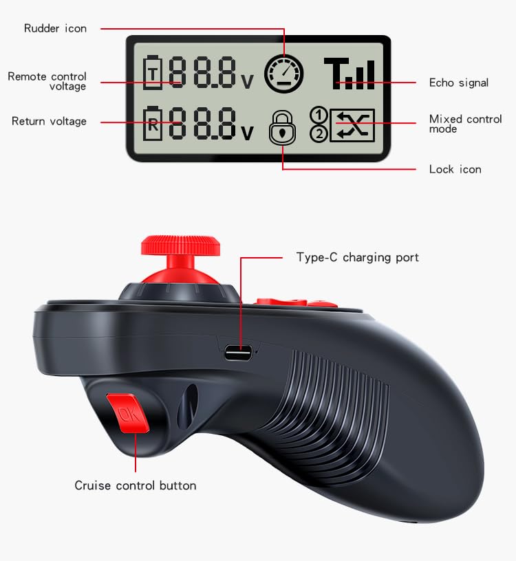 GLOBACT HOTRC DS-600 6CH 2.4G RC Transmitter & F-06A Receiver with DS 600 PWM Remote Control 6 Channel RC Controller for RC Car Trawl Boat Fishing Boat
