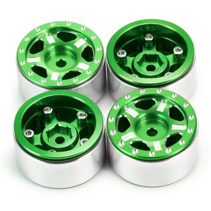RC-Hub 4Pcs Aluminum Alloy 1.0" Micro Beadlock Wheels for 1/24 Axial SCX24 90081 AXI00001 AXI00002 RC Crawler Car (Green) - color: Green