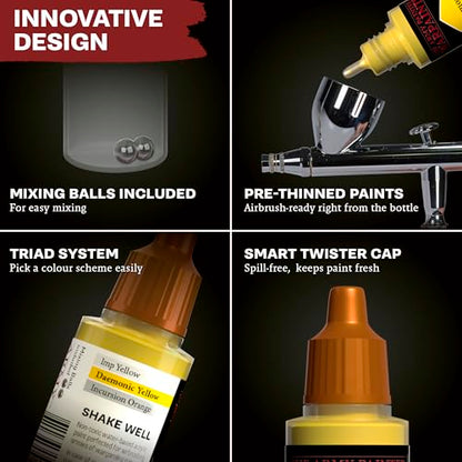 The Army Painter, Air Triads Fluorescents, 6 x 18 ml | Pre-thinned Acrylic spray gun paints - Paint sprayer paint for D&D & Warhammer Miniatures - color: Fluorescents