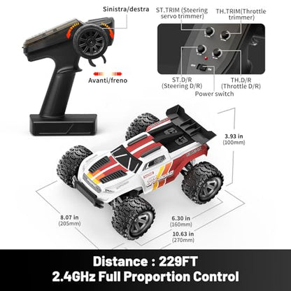 Remote Control Car 1:18 Scale 4WD Off-Road RC Truck, 36 KPH Fast RC Car with Dual 7.4V 1500mAh Batteries, Oil-Filled Shocks, Dual Body Shells, RC380,2.4GHz RTR for Outdoor Driving