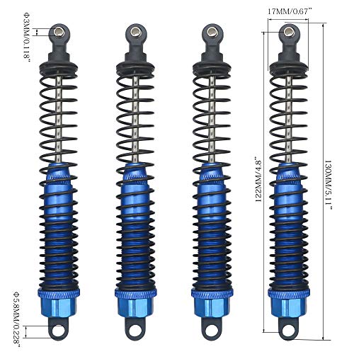 Shock Absorber Damper 130mm Oil Adjustable Alloy Aluminum for RC Car 1/10 Crawler Truck Upgraded Hop-Up Parts HPI HSP Traxxas Losi Axial Tamiya Redcat Himoto Losi(Dark Blue) - color: Dark Blue