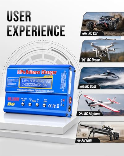 B6 Mini Digital Balance Charger/Discharger with Power Supply for 1S-6S LiPo Lilon Life NiMh Pb RC Battery with LCD Display
