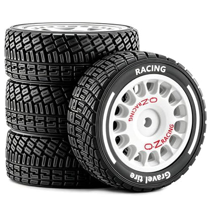 12mm Hex RC Drift Wheels and Rally Tires, 60mm OD, White | Compatible with Arrma Mojave Grom, Tamiya, MJX, Traxxas, 1/14 1/16 1/18 RC Cars, 2.36in OD Rally Drift Tires and Wheels Set - color: White