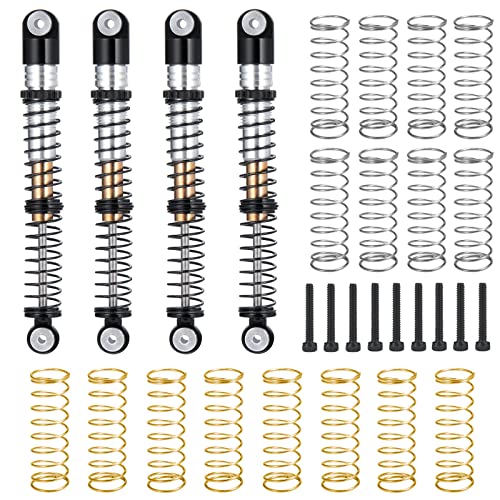 MOHERO Adjustable RC Shocks Absorber Damper 53mm Aluminum 4Pcs for 1/24 Axial SCX24 RC Crawler Car Upgrade Parts (Black) - color: Black