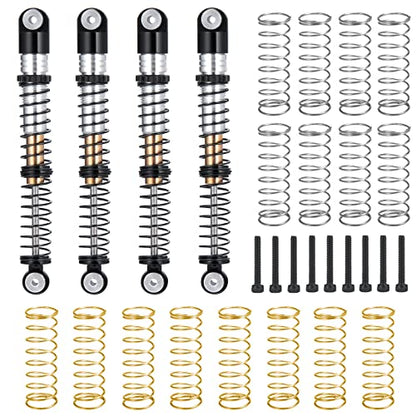MOHERO Adjustable RC Shocks Absorber Damper 53mm Aluminum 4Pcs for 1/24 Axial SCX24 RC Crawler Car Upgrade Parts (Black) - color: Black