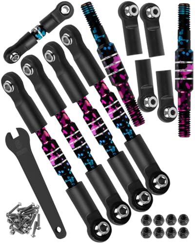 RC Aluminum Turnbuckles Camber Links Upgrades Part for 1/10 Slash/Stampede/Rustler/Bandit 4x4 4WD VXL,Alloy Turnbuckles Camber Links Hops Up,Colorful - color: Colorful - (Upgrades)
