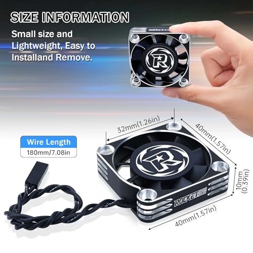 Surpass Hobby 40mm RC Motor Cooling Fan,16000RPM ESC Cooling Fan for 1/8 1/8 RC Truck Car Diameter 40mm Motor（Silver&Black） - style: Silver