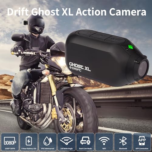 Drift Ghost XL 9 Hour Battery Action Camera, 1080P IPX7 Waterproof Helmet Camera, WiFi Remote Control Sport Cameras Wearable for Vlog Motorcycle Bicycle Cam
