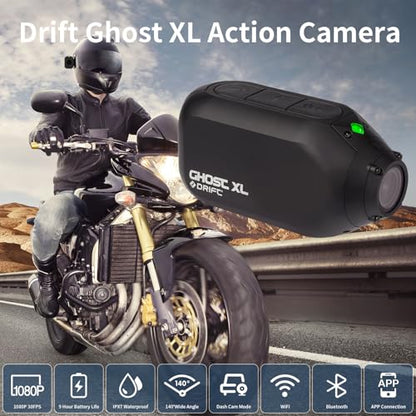 Drift Ghost XL 9 Hour Battery Action Camera, 1080P IPX7 Waterproof Helmet Camera, WiFi Remote Control Sport Cameras Wearable for Vlog Motorcycle Bicycle Cam