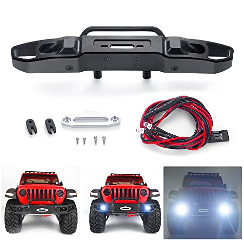 MOHERO Metal RC Front Bumper with Lights for 1/10 Axial SCX10 III AXI03006 Gladiator AXI03007 Wrangler RC Crawler Car Accessories