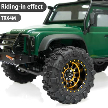 LRFHL 1.3" Beadlock Wheel Tires Aluminum for SCX24 TRX4M, 4PCS, Gold | Upgraded 1.45-inch Wheel, 1/24 SCX24 1/18 TRX4M RC Crawler Car Upgrade - color: Black Tires+ Gold Wheels-2