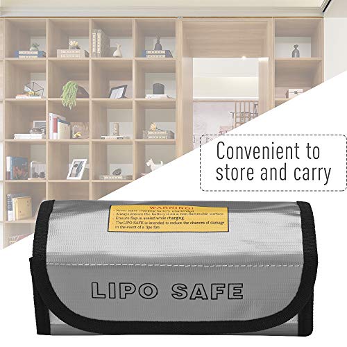 Mingzhe Fireproof Blastproof Lipo Battery Safe Bag for Multiple Batteries, Powerful Sticker Closure Design for Reduction, 7.3 * 3.1 * 2.5in Battery Protection Bag