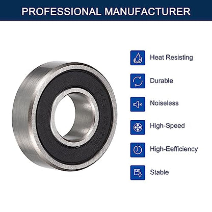 R6-2RS Deep Groove Ball Bearings, ID 3/8" x OD 7/8" x Width 9/32" Double Rubber Sealed Ball Bearing Pre-Lubricated Chrome Steel Z2 Lever 10pcs - size: R6-2RS 3/8"x7/8"x9/32"