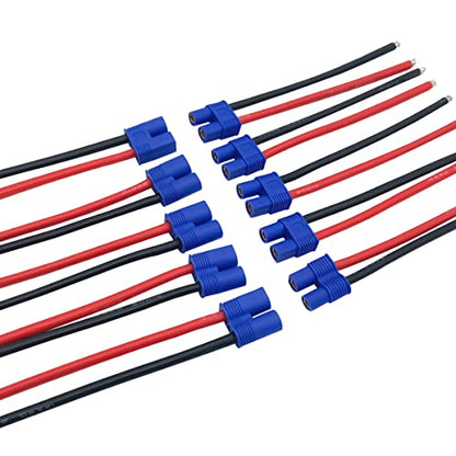5Pairs EC3 Plug Connector Female and Male Deans with 14AWG 10cm Silicon Wire for RC Lipo Battery Cable Drone - style: EC3