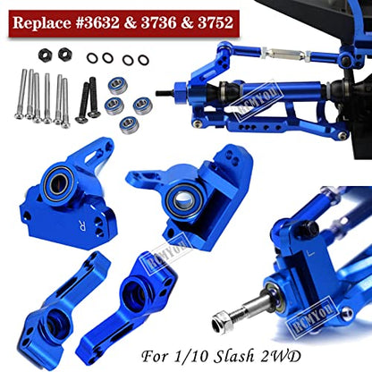 Upgrades Part for 1/10 Slash 2WD,Aluminum Front Rear Suspension Arm,Shock Tower,Caster Block,Steering Blocks,Rear Stub Axle Carriers,Steering Block,Front Bulkhead Upgrades Set,Navy Blue - color: Navy Blue for Upgrades