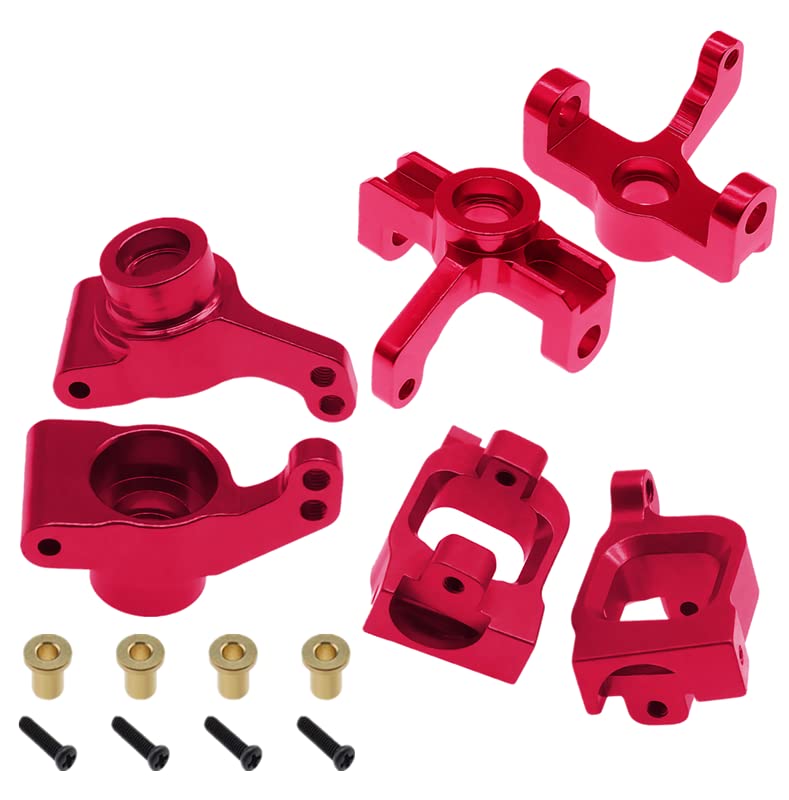 Aluminum Front/Rear Steering Hub Base C Carrier Knuckle Base C Seat Upgrade Parts for WLtoys 144001 1/14 RC Car Truck Buggy Replacement Accessories (Red)