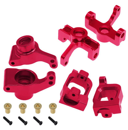 Aluminum Front/Rear Steering Hub Base C Carrier Knuckle Base C Seat Upgrade Parts for WLtoys 144001 1/14 RC Car Truck Buggy Replacement Accessories (Red)