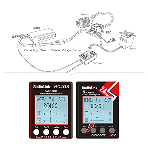 Radiolink R6FG 6 Channels 2.4GHz RC Receiver with Gyro, Ground Long Range Control RX for Vehicle Drifting/Crawler/Truck/Boat Works with Surface Radio Controller RC4GS/RC6GS/T8FB